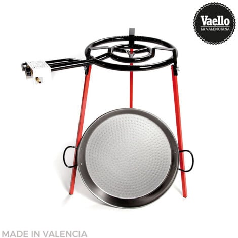 EDM Set Paella-Pfanne poliert 46cm mit Stativ und Gasbrenner 400mm vaello