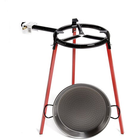 SET PAELLERA PULIDA 38cm CON TRÍPODE Y QUEMADOR GAS 300mm. VAELLO
