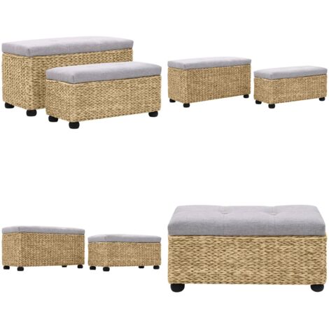 Set Panche 2 pz in Giunco Grigio - Seduta in giunco - Set di panche