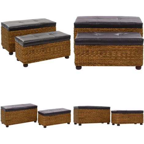 Set Panche 2 pz in Giunco Marrone - Panca rustica - Panca in legno