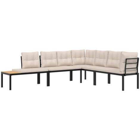 Set Panche Giardino Cuscini 4pz Nero Acciaio Verniciato Polvere vidaXL