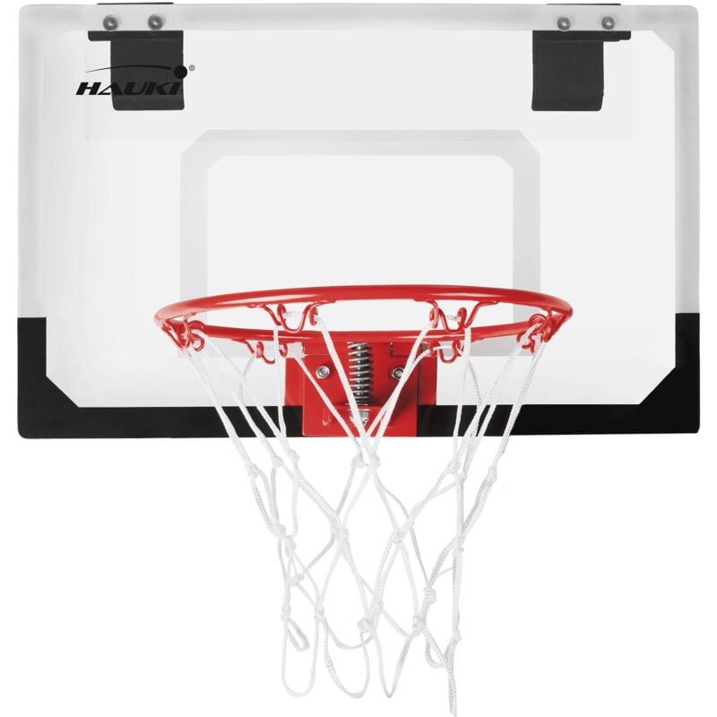 Mini Panier de Basket pour Chambre, Set de 3 Ballons Ø16 cm, Filet, Pompe, 58x40 cm, Blanc, Portable, Panneau de Montage Porte/Mural, Sans Percer,