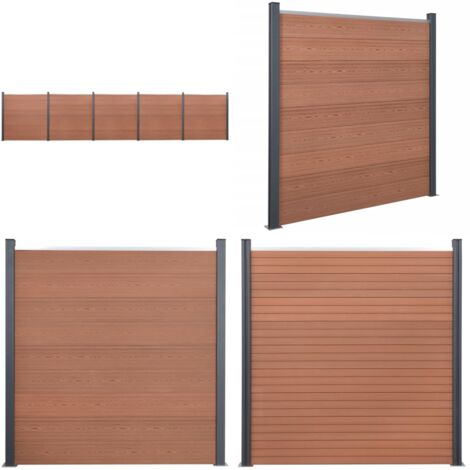 Set Pannello di Recinzione Marrone 872x186 cm in WPC - Pannelli di recinzione - Recinzione marrone