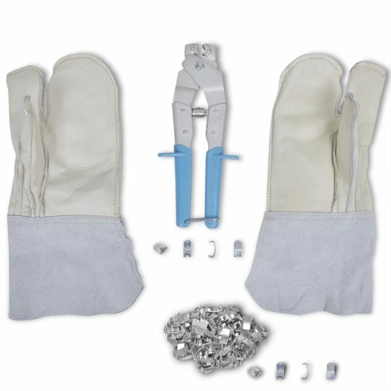 

Set para alambre concertina con aplicador de clips, guantes, 200 clips