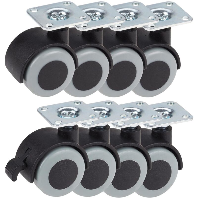 Dörner + Helmer Parkett Doppellenkrollen Set 8 Rollen Mit Feststeller Für Möbel Transportboxen - Spurlos & Bodenschonend Tpe Laufflächen