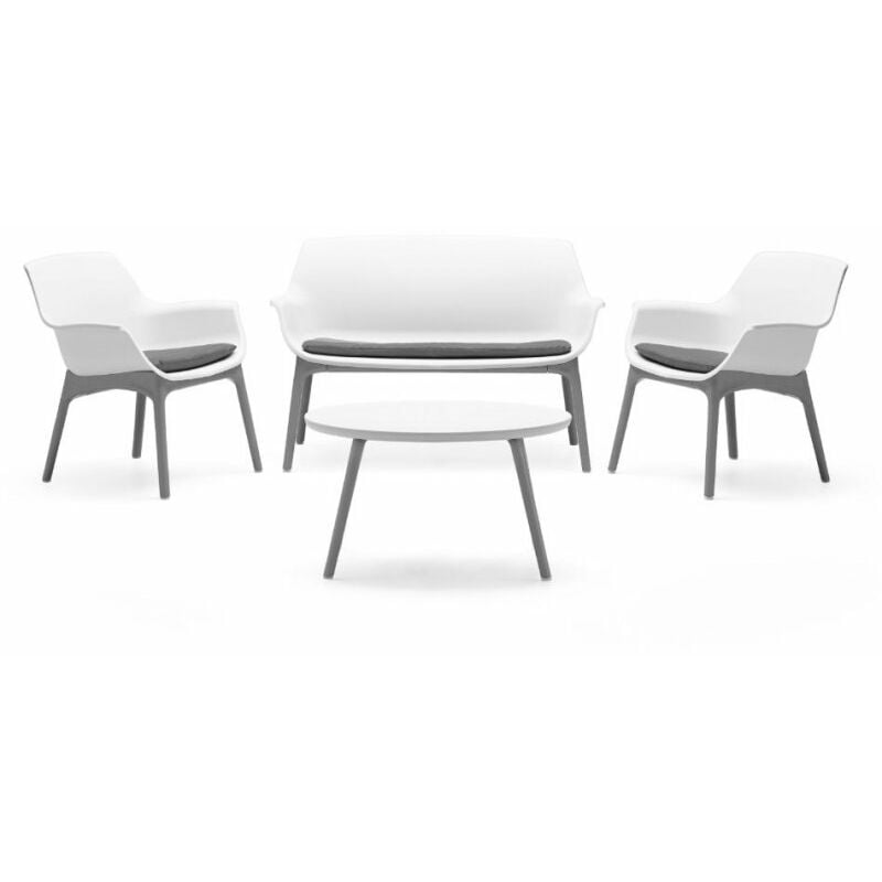 

Set Paros 2 Sillas + Sofa + Mesa Blanco/Gris