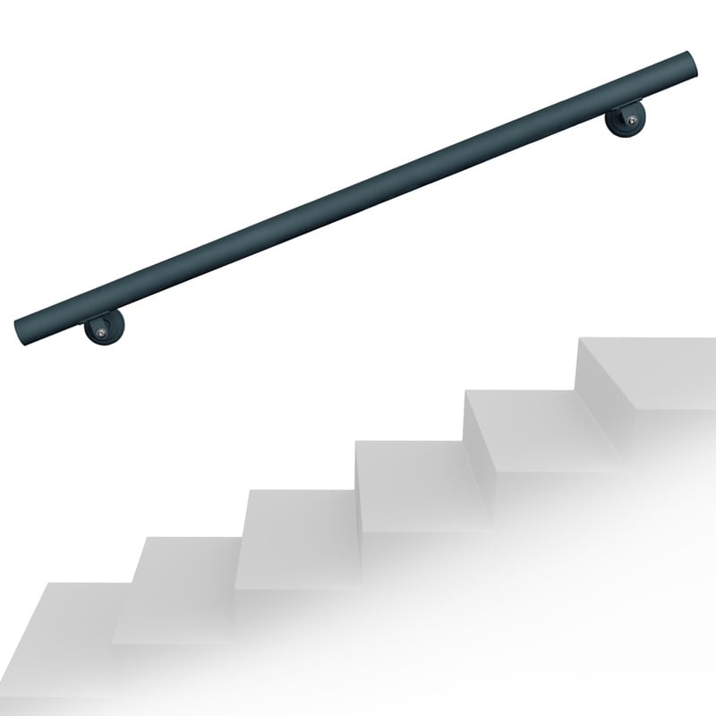 

Set pasamanos barandilla montaje pared 100cm Antracita Acero Sujección Escalera Seguridad Decoración