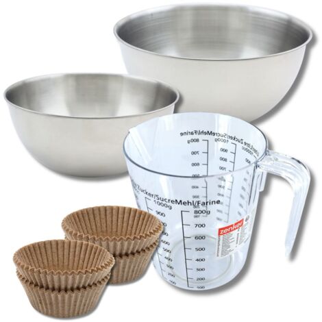 Set pâtisserie avec 40 moules à muffins en papier, 2 bols à mixer, verre mesureur et spatule Zenker