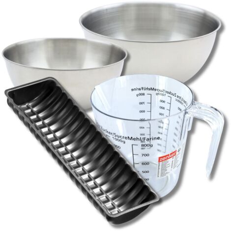 Set pâtisserie avec moule à bûches de Noël 32 cm, 2 bols à mixer, verre mesureur et spatule Zenker