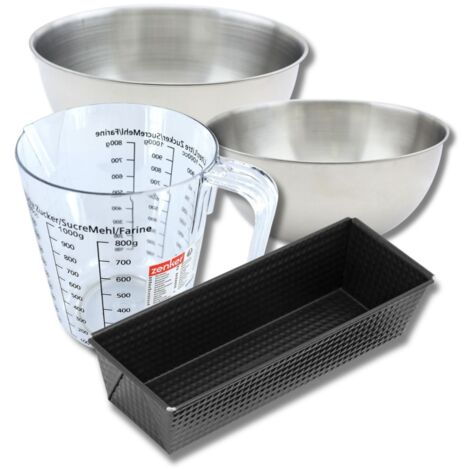 Set pâtisserie avec moule à cake 30,5 cm, 2 bols à mixer, verre mesureur et spatule Zenker