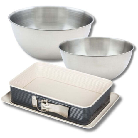 Set pâtisserie avec moule à charnière 28 x 18 cm, 2 bols à mixer et 1 spatule Zenker