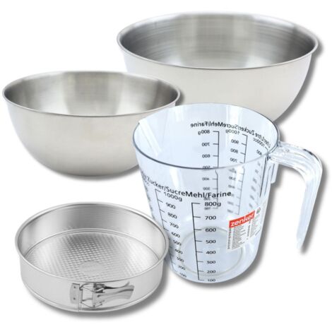 Set pâtisserie avec moule à manqué 18,5 cm, 2 bols à mixer, verre mesureur et spatule Zenker