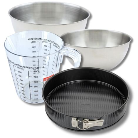 Set pâtisserie avec moule à manqué 24 cm, 2 bols à mixer, verre mesureur et spatule Zenker