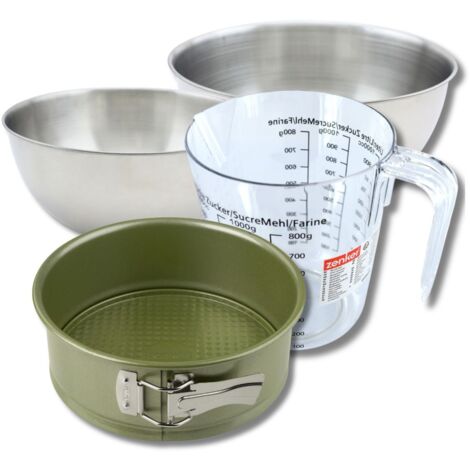 Set pâtisserie avec moule à manqué 24 cm revêtement cire de carnauba, 2 bols à mixer, verre mesureur et spatule Zenker