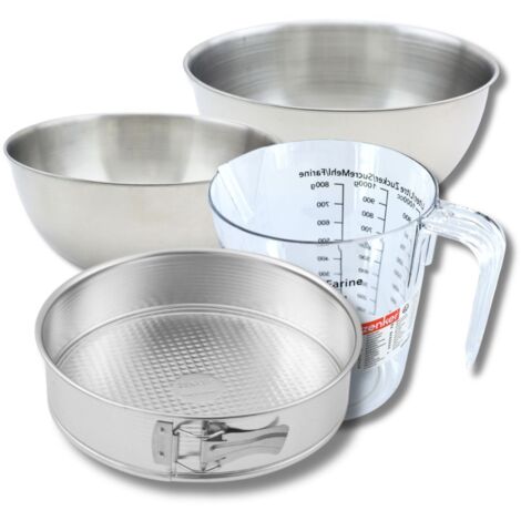 Set pâtisserie avec moule à manqué 26,3 cm, 2 bols à mixer, verre mesureur et spatule Zenker