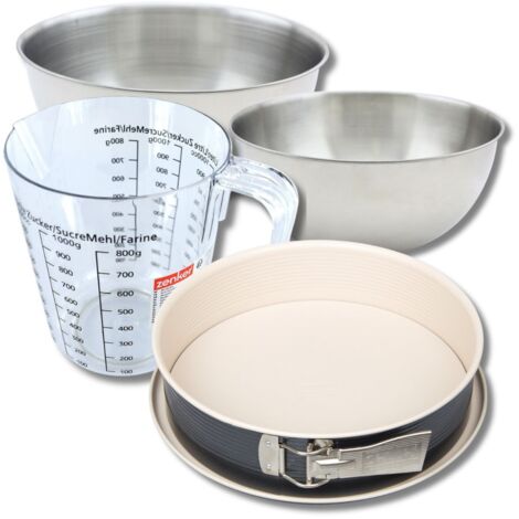 Set pâtisserie avec moule à manqué 27 cm, 2 bols à mixer, verre mesureur et spatule Zenker