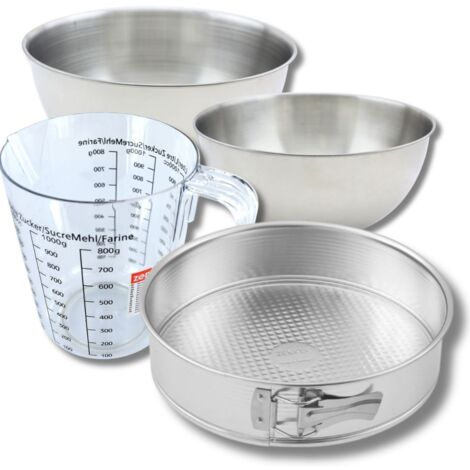 Set pâtisserie avec moule à manqué 28 cm, 2 bols à mixer, verre mesureur et spatule Zenker