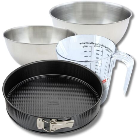 Set pâtisserie avec moule à manqué 30 cm, 2 bols à mixer, verre mesureur et spatule Zenker