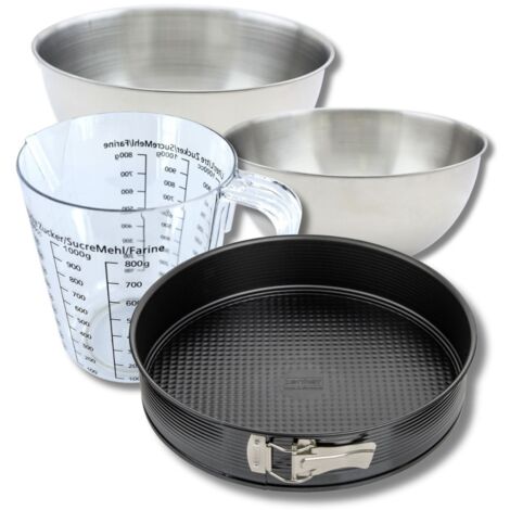 Set pâtisserie avec moule à manqué de 28 cm, 2 bols à mixer, verre mesureur et spatule Zenker