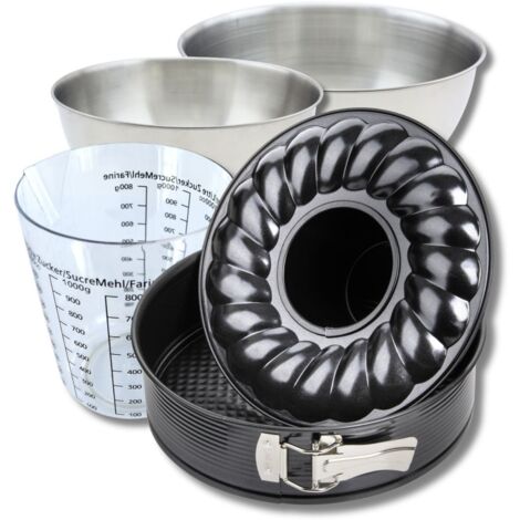 Set pâtisserie avec moule à manqué et à savarin 28 cm, 2 bols à mixer, verre mesureur et spatule Zenker