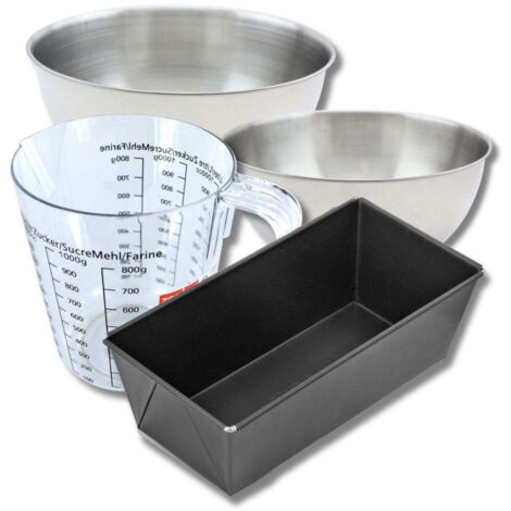 Set pâtisserie avec moule à pain 31 cm, 2 bols à mixer, verre mesureur et spatule Zenker