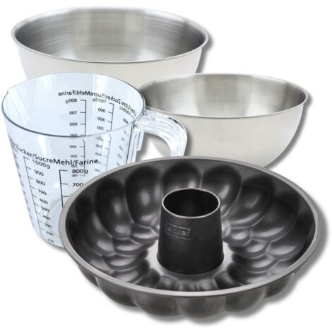 Set pâtisserie avec moule à pain à cheminée 32 cm, 2 bols à mixer, verre mesureur et spatule Zenker