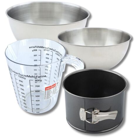 Set pâtisserie avec moule à panettone 18 cm à charnière, 2 bols à mixer, verre mesureur et spatule Zenker