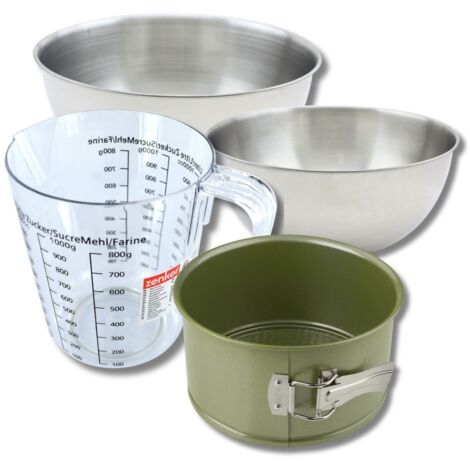 Set pâtisserie avec moule à panettone 18 cm revêtu cire de carnauba, 2 bols à mixer, verre mesureur et spatule Zenker