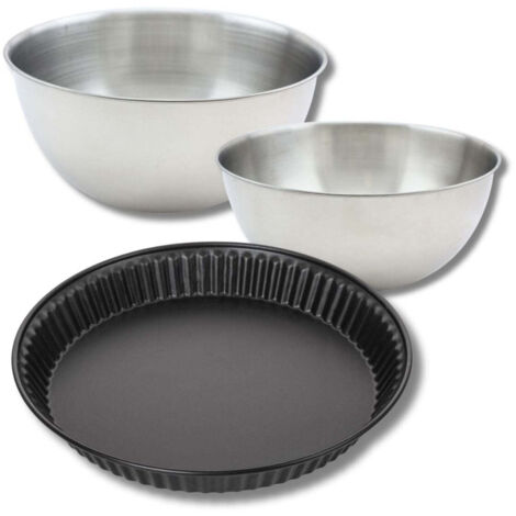 Set pâtisserie avec moule à quiche Lorraine 28 cm, 2 bols à mixer et 1 spatule Zenker