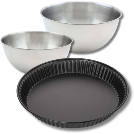 Set pâtisserie avec moule à quiche Lorraine 30 cm, 2 bols à mixer et 1 spatule Zenker