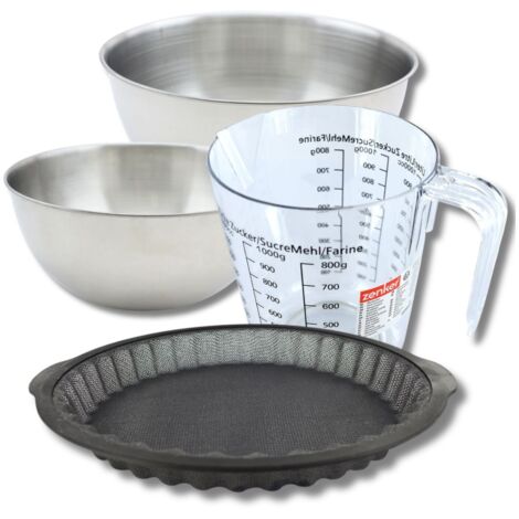 Set pâtisserie avec moule à tarte 25 cm en silicone, 2 bols à mixer, verre mesureur et spatule Zenker