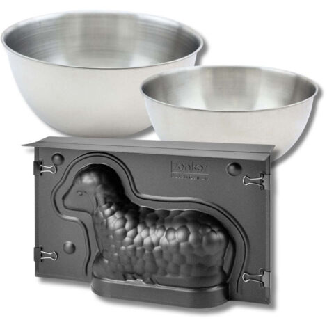 Set pâtisserie avec moule agneau de Pâques 3D 700 ml, 2 bols à mixer et spatule Zenker