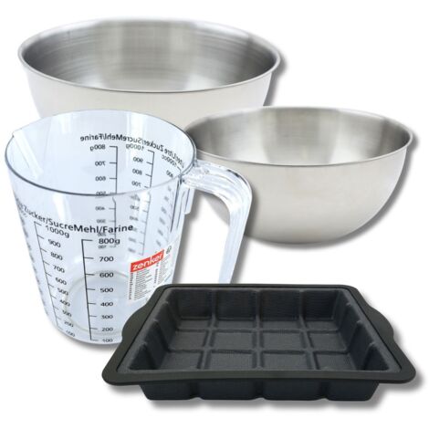 Set pâtisserie avec moule en forme de tablette de chocolat, 2 bols à mixer, verre mesureur et spatule Zenker