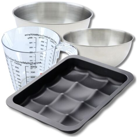 Set pâtisserie avec moule pour 12 mini pains, 2 bols à mixer, verre mesureur et spatule Zenker