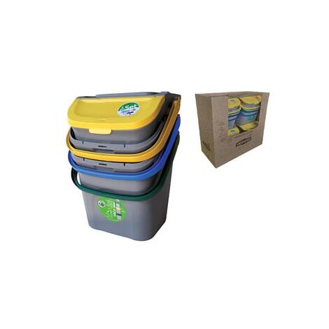 SET PATTUMIERA PER RACCOLTA DIFFERENZIATA LT.28 PZ.3- - cm.38,5x37x51h. - 1 confezione STEFANPLAST