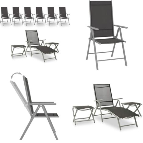 Set per Divani da Giardino 9 pz Nero e Argento - Sedie da giardino - Lettino da giardino