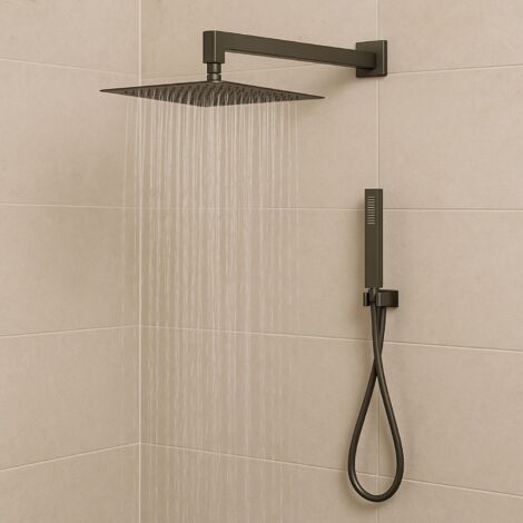 Set per doccia soffione quadro in acciaio inox 25x25 millimetri canna di fucile finitura- canna di fucile - confezione 1