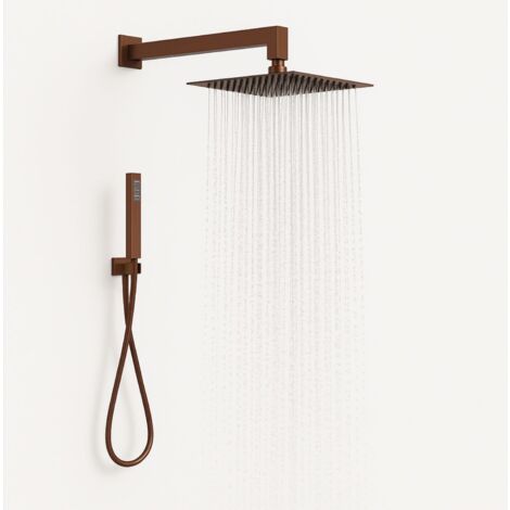 Set per doccia soffione quadro in acciaio inox 25x25 millimetri color oro rosa finitura- oro rosa - confezione 1