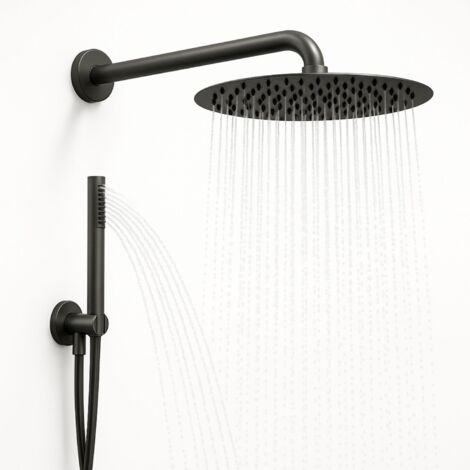 Set per doccia soffione tondo in acciaio inox 250 millimetri canna di fucile finitura- canna di fucile - confezione 1