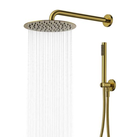 Set per doccia soffione tondo in acciaio inox 250 millimetri finitura oro finitura- oro lucido - confezione 1