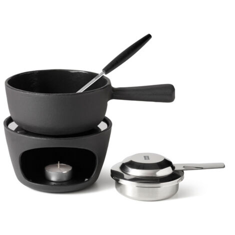 set per fonduta al cioccolato e formaggio 1 forchetta nera / acciaio inossidabile - 8569.80 - stockli
