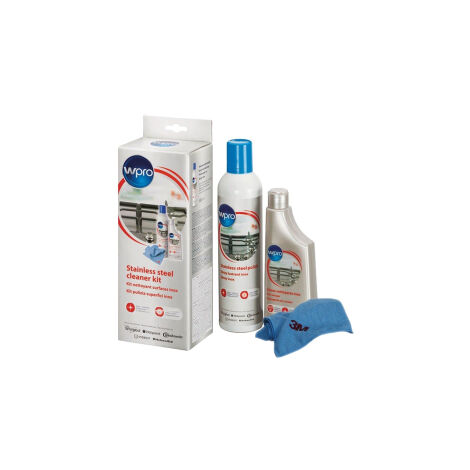Set per la pulizia inox comprende: una crema inox 250 ml + un lustrante inox 400 ml e un panno microfibra 3M originale - Accessori e prodotti - WPRO - 296612