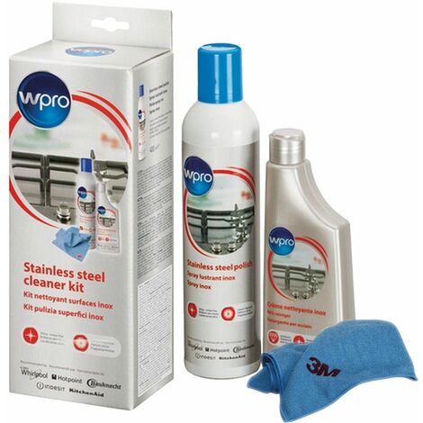 Set per la pulizia inox comprende: una crema inox 250 ml + un lustrante inox 400 ml e un panno microfibra 3M originale - Accessori e prodotti - WPRO - 2966123059561871205