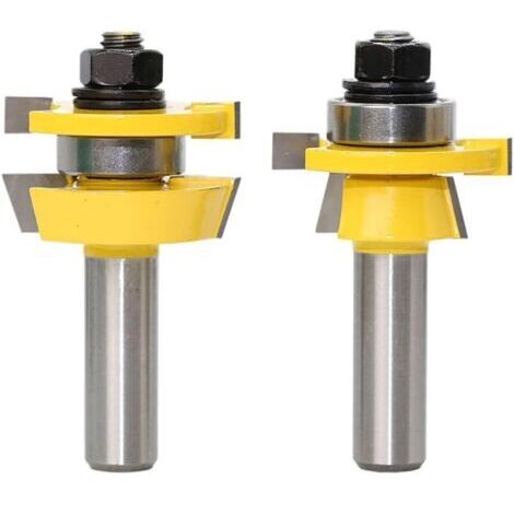 Set per router Tenon-Nut per mobili, set per router per taglio ad angolo con router Tenon-Nut e manico da 1/2 pollice per porte, tavoli, scaffali, ecc., 2 pezzi