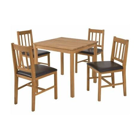 Set Per Sala Da Pranzo Tavlo E 4 Sedie Con Seduta In Pelle