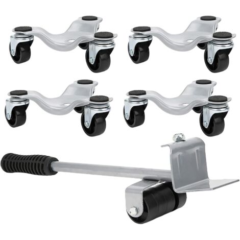 Set per trasloco mobili, piastra di spinta argentata per oggetti pesanti, capacità 400 kg, rotazione di 360°