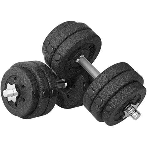 Set Pesi Manubri da 30 kg con 12 Dischi in Acciaio e Sabbia Nero