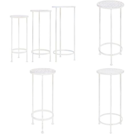 Set Piedistalli per Piante 3 pz Vintage Effetto Bianco Anticato - Supporti per piante - Piedistalli in metallo