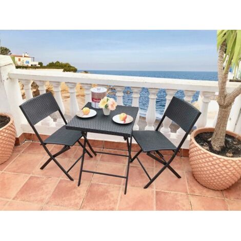 SET PIEGHEVOLE ACCIAIO/RATTAN SINT VESTA - 3 PZ