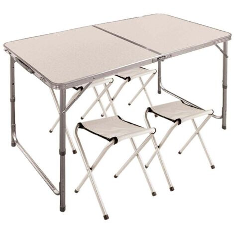 Set pieghevole da esterno 1 tavolo 4 sbagelli colore grigio